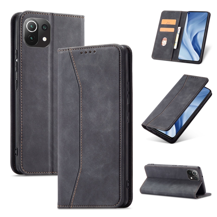 

For Xiaomi Mi 11 Lite Magnetic Dual-fold Leather Phone Case(Black)