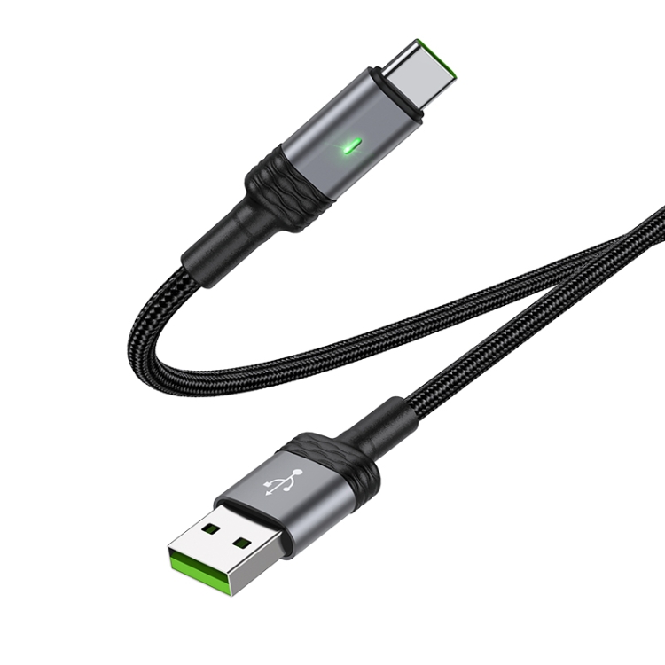 

Borofone BU30 1.2m 5A USB to Type-C Smart Power-off Charging Data Cable(Black)