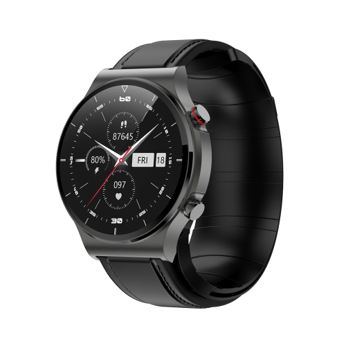 

S2 1.3 inch Leather Strap Smart Watch, Support Body Temperature Monitor/Blood Oxygen Monitor(Black)