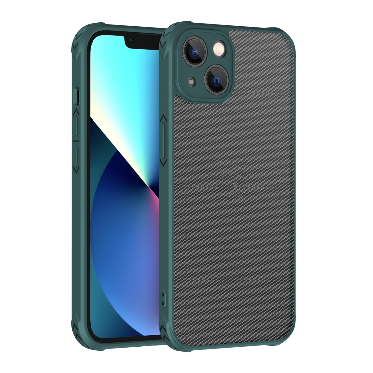 

Carbon Fiber PC + TPU Case For iPhone 13 Pro(Green)