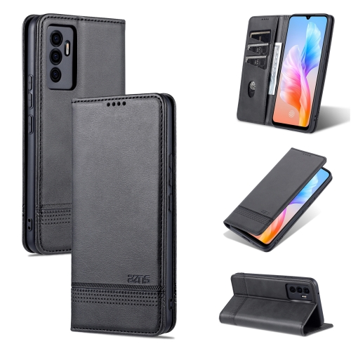 

For vivo S10e / V23e AZNS Magnetic Calf Texture Horizontal Flip Leather Phone Case(Black)