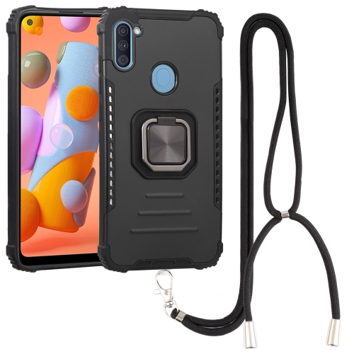

For Samsung Galaxy A11 EU Version / M11 Lanyard Aluminum TPU Case(Black)