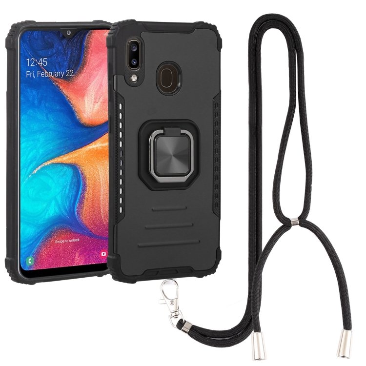 

For Samsung Galaxy A20 / A30 Lanyard Aluminum TPU Case(Black)