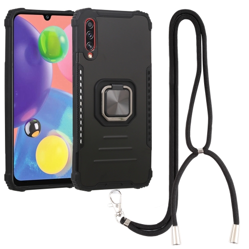 

For Samsung Galaxy A21 US Version Lanyard Aluminum TPU Case(Black)