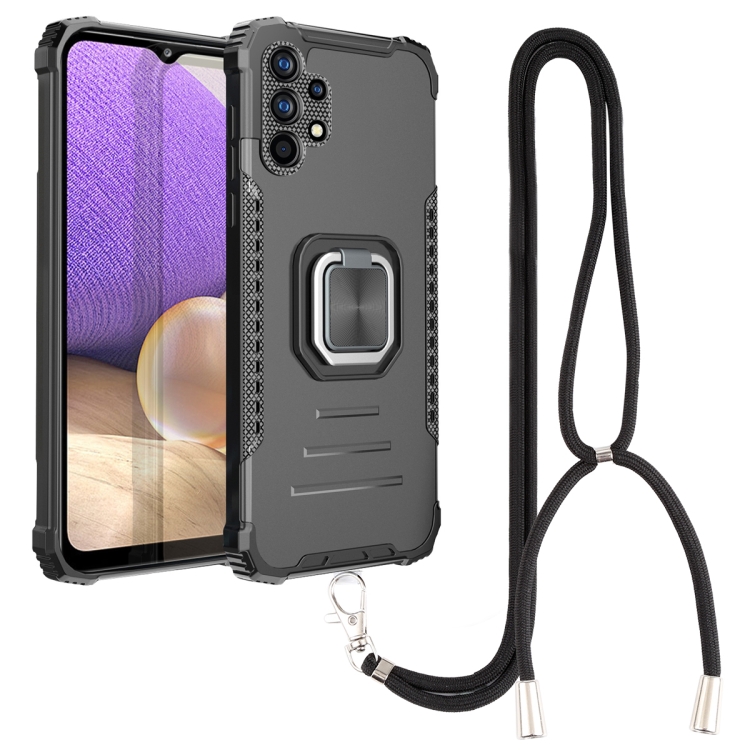 

For Samsung Galaxy A32 5G Lanyard Aluminum TPU Case(Black)