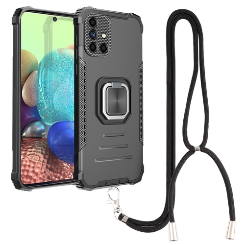 

For Samsung Galaxy A51 / A31 Lanyard Aluminum TPU Case(Black)