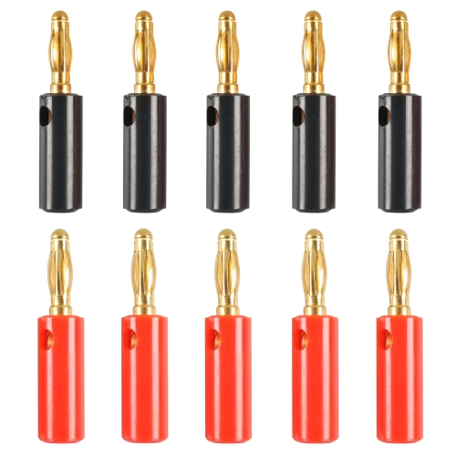 

A6545 10 in 1 Car Red and Black Cover Gold-plated 4mm Banana Head Audio Plug