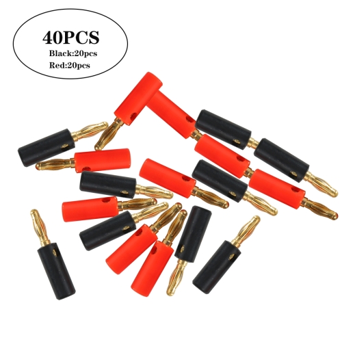 

A6549 40 in 1 Car Red and Black Cover Gold-plated 4mm Banana Head Audio Plug