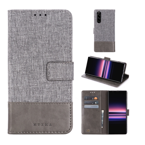 

For Sony Xperia 5 MUMXA MX102 Horizontal Flip Canvas Stitching Leather Case with Holder & Card Slots & Wallet(Grey)