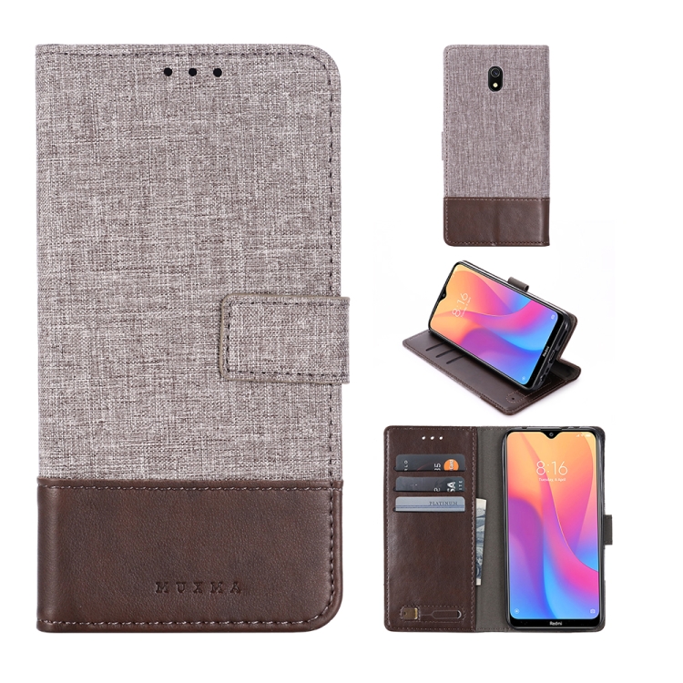 

For Xiaomi Redmi 8A MUMXA MX102 Horizontal Flip Canvas Stitching Leather Case with Holder & Card Slots & Wallet(Brown)