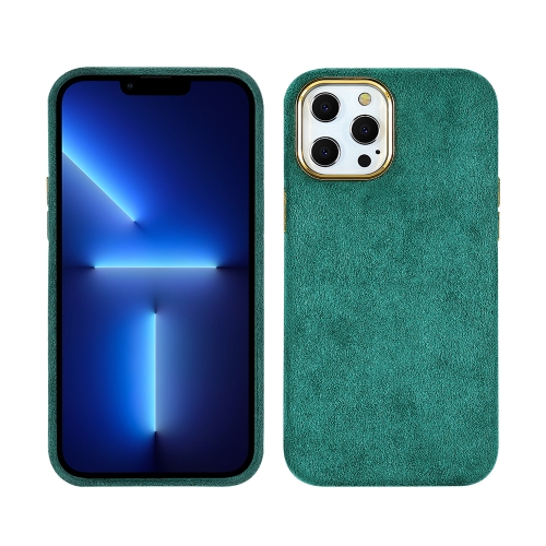 

Plush Roughout PU Phone Case For iPhone 13 Pro(Green)