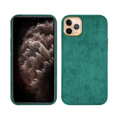 

Plush Roughout PU Phone Case For iPhone 11 Pro Max(Green)