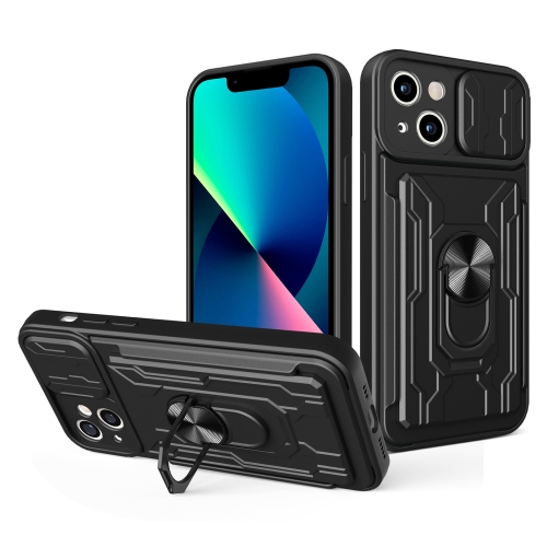 

Sliding Camshield Card Phone Case For iPhone 13(Black)
