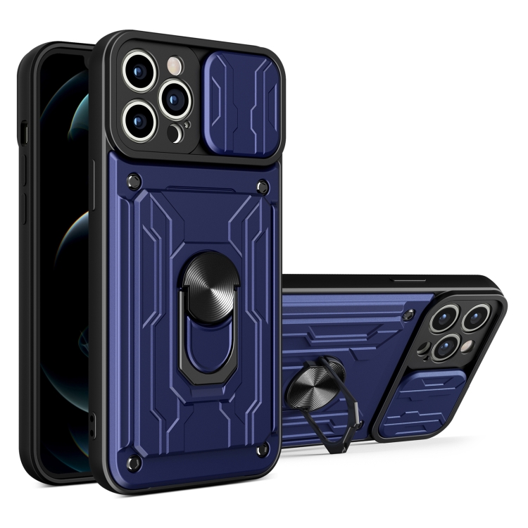 

Sliding Camshield Card Phone Case For iPhone 11 Pro(Blue)