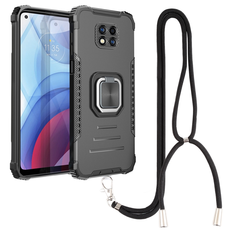 

For Motorola Moto G Power 2021 Aluminum Alloy + TPU Phone Case with Lanyard(Black)