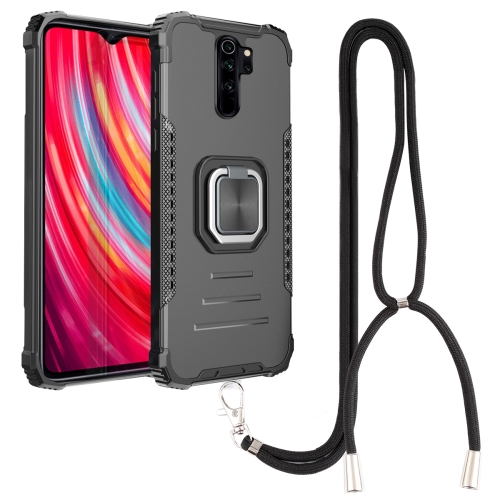 

For Xiaomi Redmi Note 8 Pro Aluminum Alloy + TPU Phone Case with Lanyard(Black)