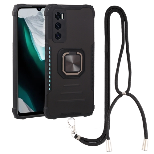 

For vivo V20 SE Aluminum Alloy + TPU Phone Case with Lanyard(Black)