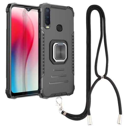 

For vivo Y17 / Y12 / Y15 / Y11 2019 / Y5 2020 Aluminum Alloy + TPU Phone Case with Lanyard(Black)