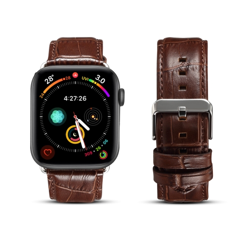 

For Apple Watch Series 5 & 4 40mm / 3 & 2 & 1 38mm Cowhide Crocodile Texture Strap Watchband(Coffee)