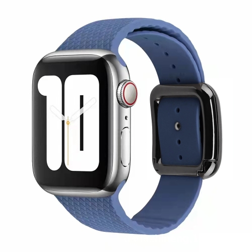 

Black Buckle Silicone Watchband For Apple Watch Series 7 41mm / 6&SE&5&4 40mm / 3&2&1 38mm(Navy Blue)