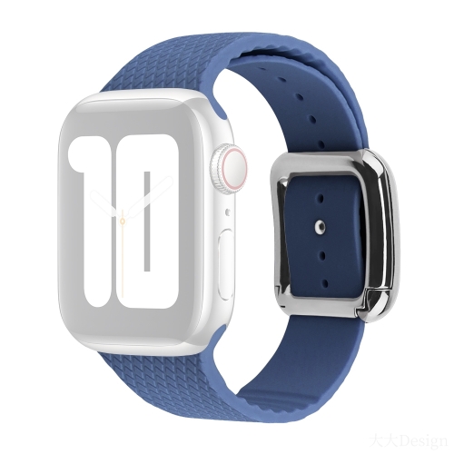 

Silver Buckle Silicone Watchband For Apple Watch Series 7 41mm/6&SE&5&4 40mm/3&2&1 38mm(Navy Blue)