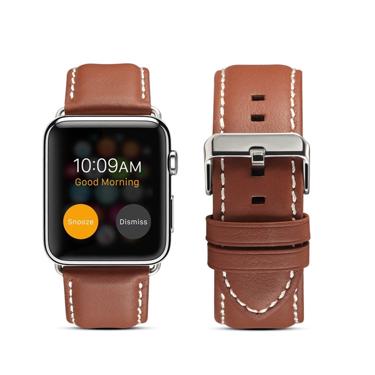 

For Apple Watch Series 5 & 4 44mm / 3 & 2 & 1 42mm Environmental Protection Genuine Leather Strap Watchband(Light Brown)