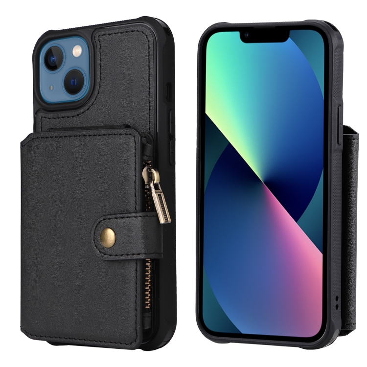 

Zipper Shockproof Protective Phone Case For iPhone 13 mini(Black)