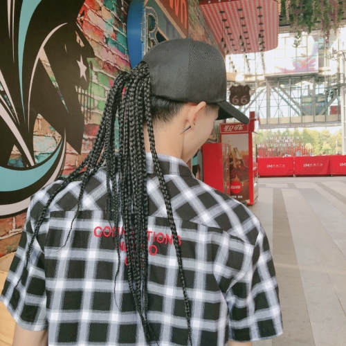 

Dreadlocks Wig Hat One-piece Headgear for Men and Women, Style: Black Cap(Black Braid About 45cm)