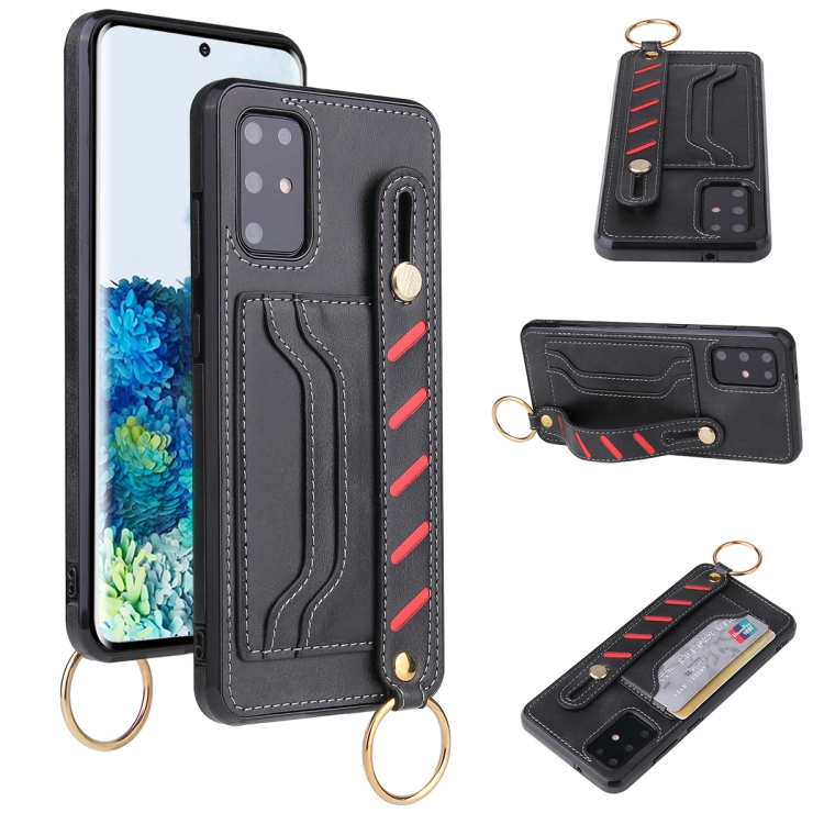 

For Samsung Galaxy S20+ Wristband Wallet Leather Phone Case(Black)