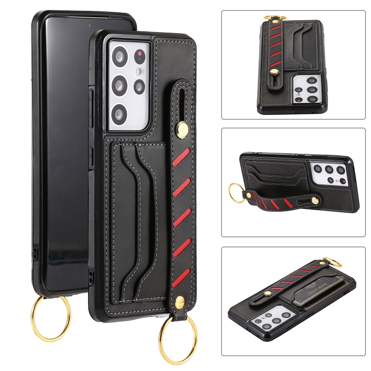 

For Samsung Galaxy S21+ 5G Wristband Wallet Leather Phone Case(Black)