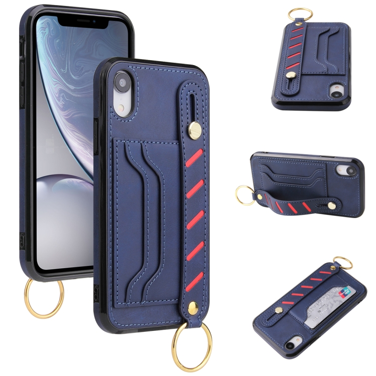 

Wristband Wallet Leather Phone Case For iPhone XS Max(Blue)
