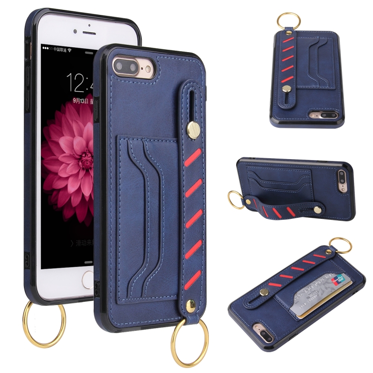 

Wristband Wallet Leather Phone Case For iPhone 8 Plus / 7 Plus(Blue)