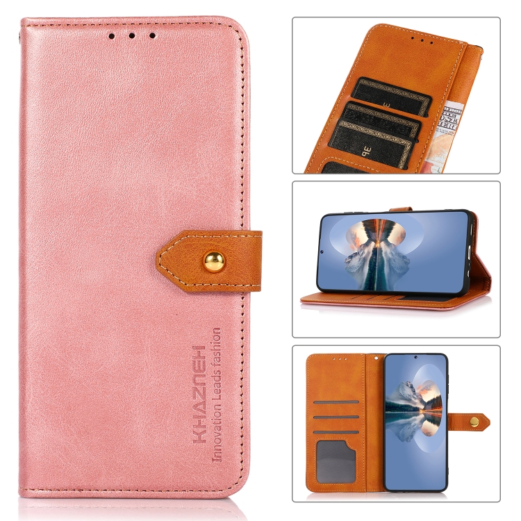 

For Motorola Moto G Power (2022) KHAZNEH Cowhide Texture Flip Leather Phone Case(Rose Gold)
