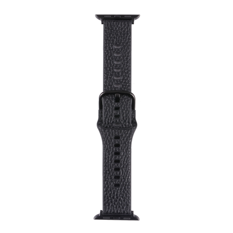 

Litchi TPU Watchband For Apple Watch Series 7 45mm / 6&SE&5&4 44mm / 3&2&1 42mm(Black)