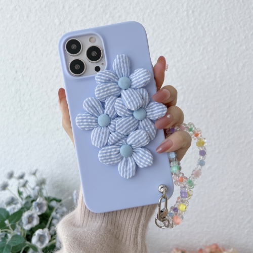 

Four Flowers Hand Strap Phone Case For iPhone 12 Pro Max(Light Purple)