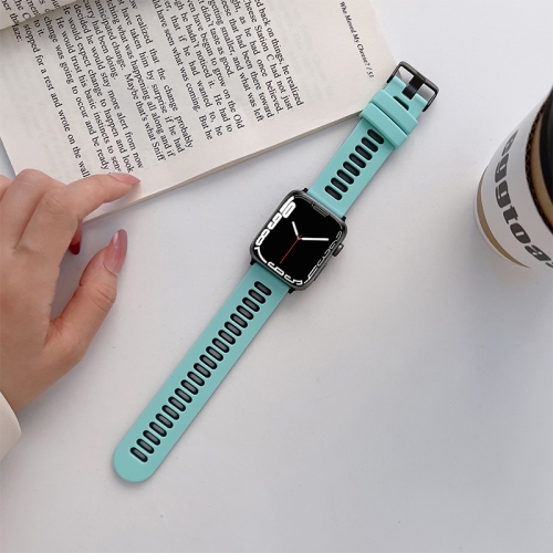 

Silicone Watchband For Apple Watch Series 7 41mm / 6&SE&5&4 40mm / 3&2&1 38mm(Mint Green + Black)