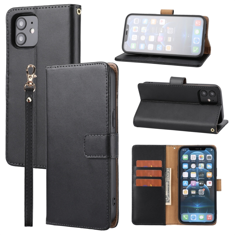 

Plain Weave Cowhide Leather Phone Case For iPhone 12 / 12 Pro(Black)