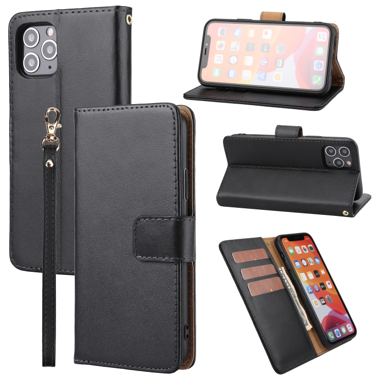 

Plain Weave Cowhide Leather Phone Case For iPhone 11 Pro(Black)