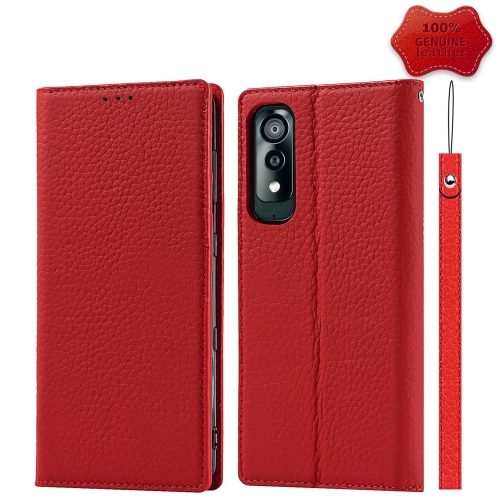 

For Kyocera Android One S8 Litchi Texture Top Layer Cowhide Leather Phone Case(Red)