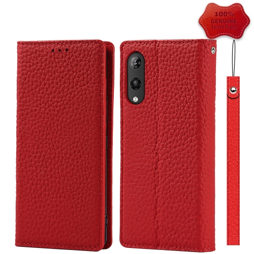 

For Rakuten Hand JP Version Litchi Texture Top Layer Cowhide Leather Phone Case(Red)