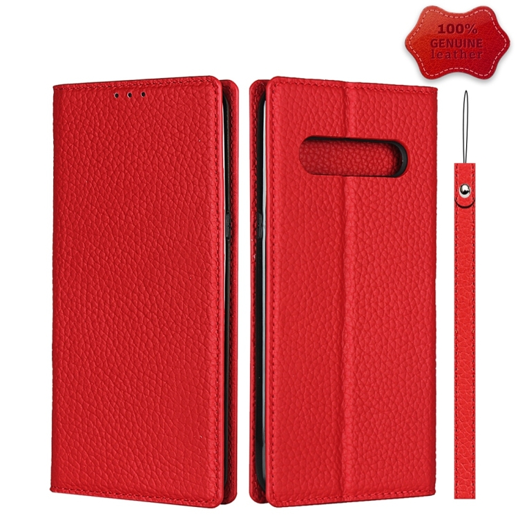 

For LG V60 Litchi Texture Top Layer Cowhide Leather Phone Case(Red)