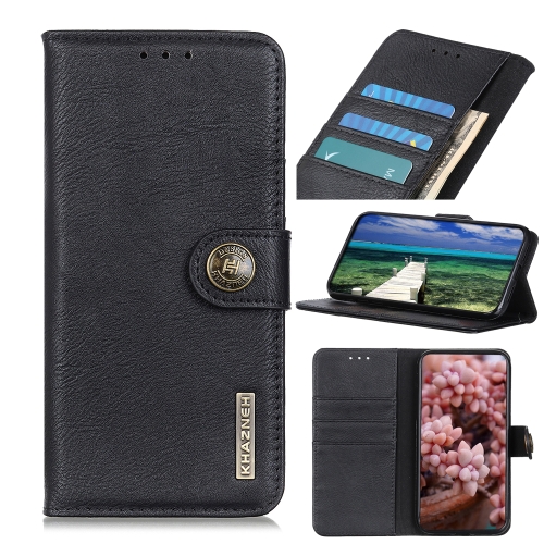 

For vivo Y76 5G / Y76s 5G KHAZNEH Cowhide Texture Horizontal Flip Leather Phone Case(Black)