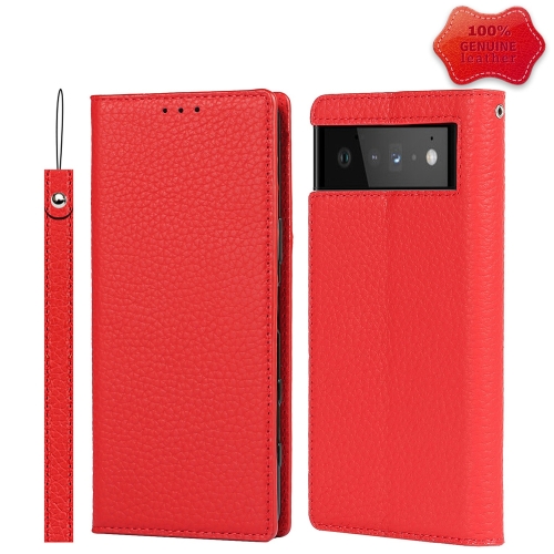 

For Google Pixel 6 Litchi Texture Top Layer Cowhide Leather Phone Case(Red)