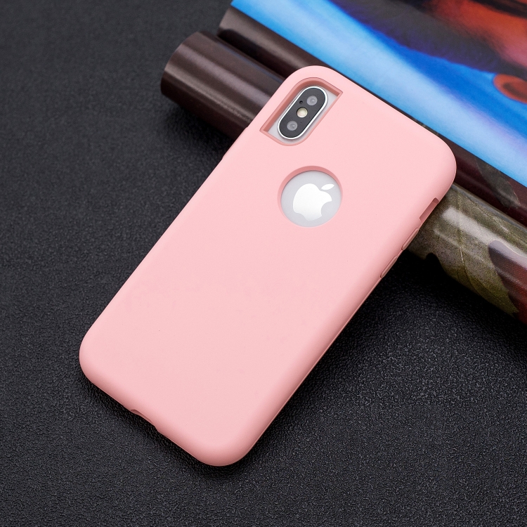

For iPhone XS / X 3 in 1 Shockproof PC + Silicon Case(Pink)