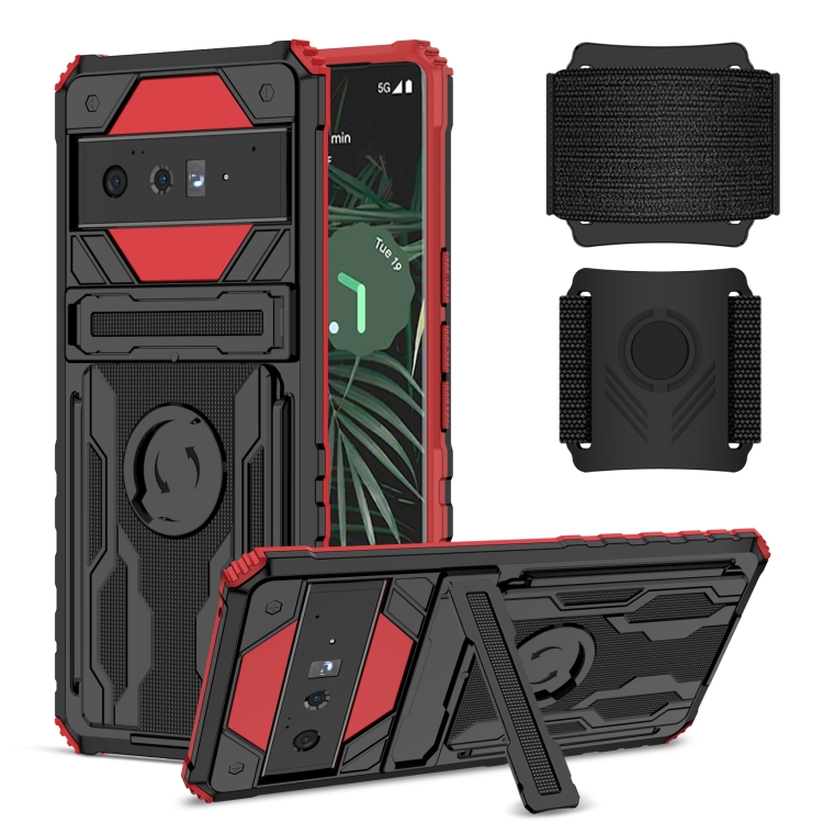 

For Google Pixel 6 Pro Armor Wristband Phone Case(Red)