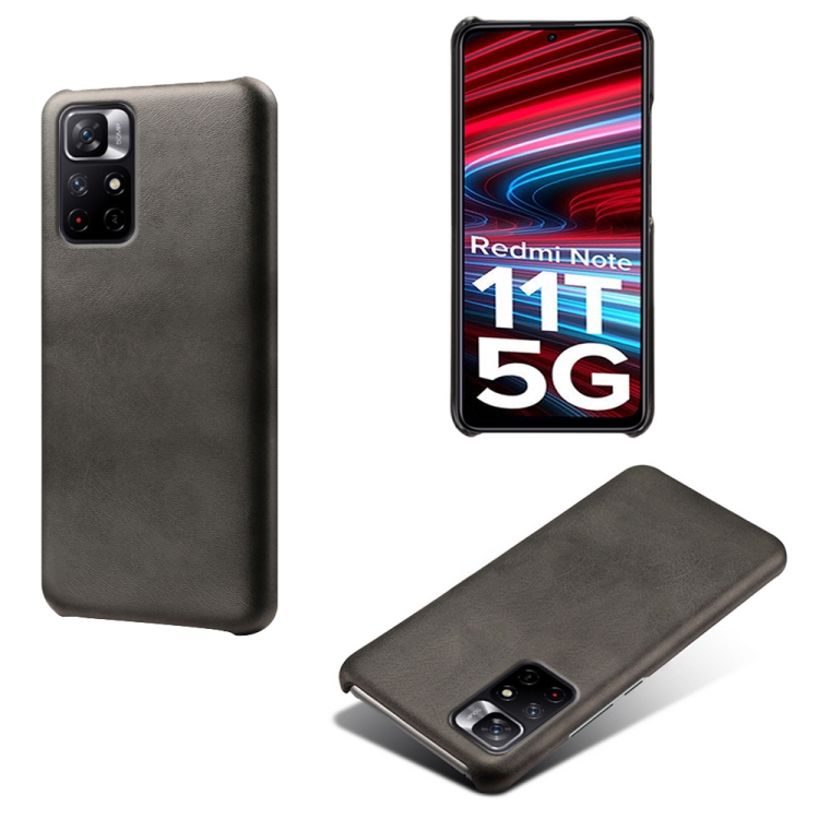 

For Xiaomi Redmi Note 11T 5G Calf Texture PC + PU Phone Case(Black)