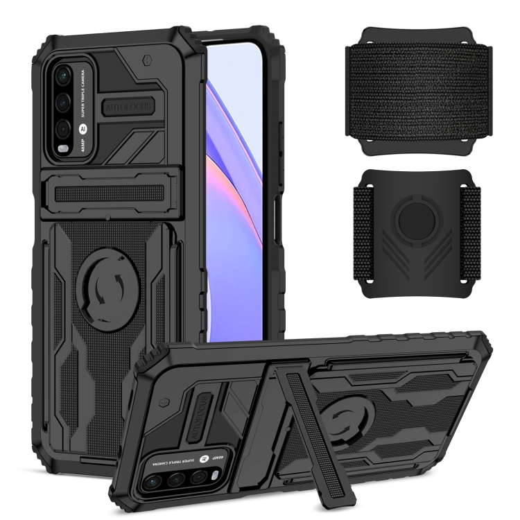 

For Xiaomi Poco M3 / Redmi Note 9 4G Armor Wristband Phone Case(Black)