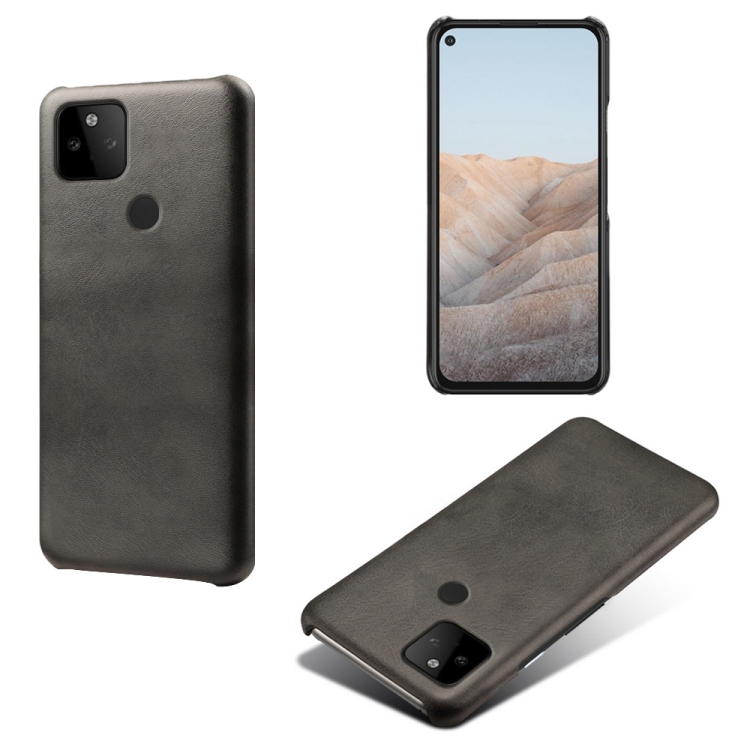 

For Google Pixel 5a Calf Texture PC + PU Phone Case(Black)