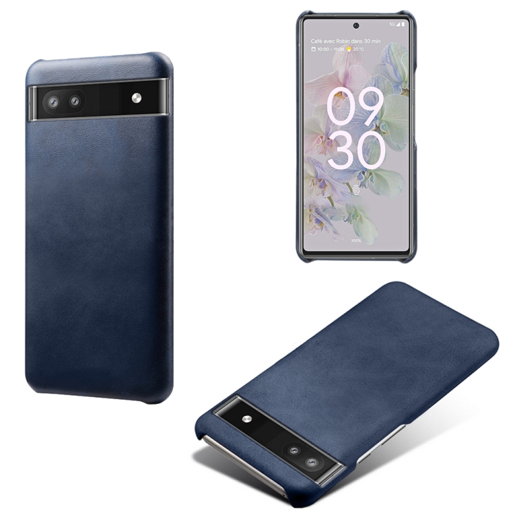

For Google Pixel 6a Calf Texture PC + PU Phone Case(Blue)