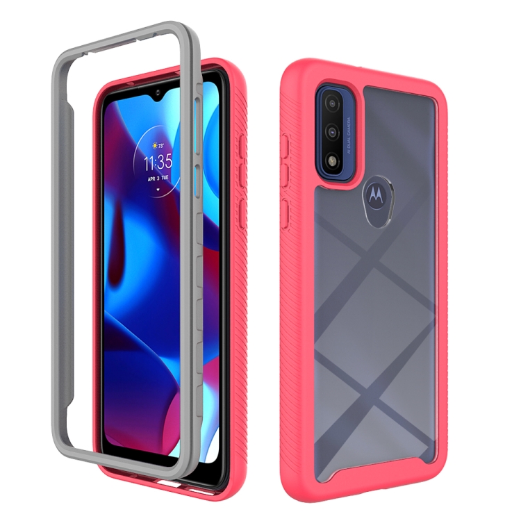 

For Motorola Moto G Pure Starry Sky Solid Color Series Shockproof PC + TPU Protective Phone Case(Rose Red)